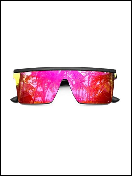 Oversized Square Trendy Visor Sunglasses UV400 Flat Top Shield main image 5